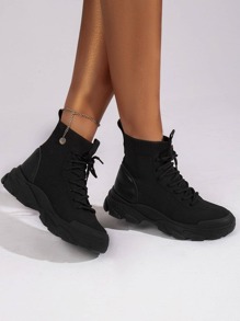 Minimalist Lace-up Front Boots