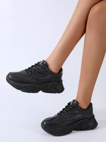 Minimalist Lace-up Front Chunky Sneakers