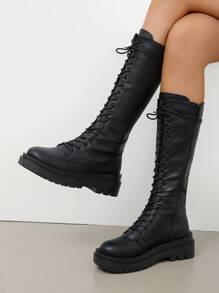 Minimalist Lace-up Front Combat Boots