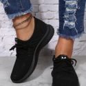 Minimalist Lace-up Front Knit Detail Running Shoes