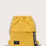 Minimalist Letter Tape Drawstring Backpack