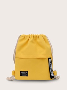 Minimalist Letter Tape Drawstring Backpack