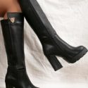 Minimalist Metal Decor Side Zipper Chunky Boots