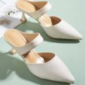 Minimalist Point Toe Pyramid Heeled Mules