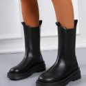 Minimalist Slip On Mid Calf Boots