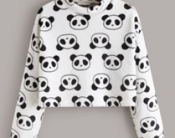 Mock Neck Cartoon Graphic Drop Shoulder Flannel Pullover