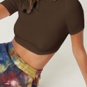 Mock-Neck Rib-knit Crop Top