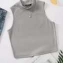 Mock Neck Rib-knit Tank Top