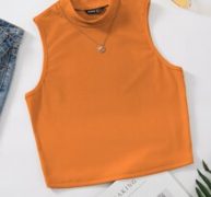 Mock Neck Rib-knit Tank Top
