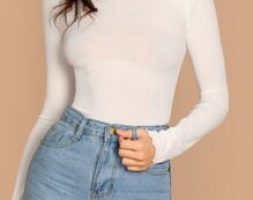 Mock Neck Slim Fit Rib T-shirt