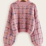 Mock-neck Boucle Knit Sweater