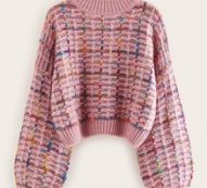 Mock-neck Boucle Knit Sweater
