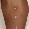 Moon Decor Layered Chain Necklace