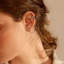 Moon Detail Stud Earrings With Ear Cuff 3pcs