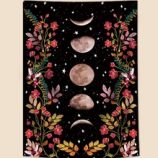 Moon Phases & Flower Print Wall Tapestry
