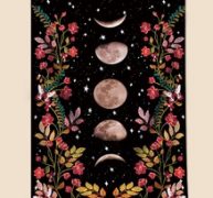 Moon Phases & Flower Print Wall Tapestry