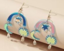 Moon & Star Drop Earrings
