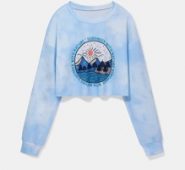Mountain Graphic Tie Dye Crop Sweatshirt