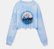 Mountain Graphic Tie Dye Crop Sweatshirt