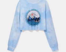Mountain Graphic Tie Dye Crop Sweatshirt
