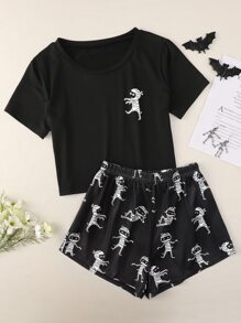 Mummy Print Tee & Shorts PJ Set