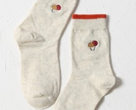 Mushroom Embroidered Socks
