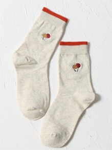 Mushroom Embroidered Socks