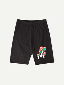 Mushroom Graphic Biker Shorts