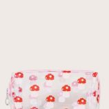 Mushroom Pattern Clear Square Makeup Bag