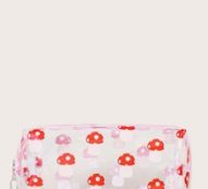 Mushroom Pattern Clear Square Makeup Bag