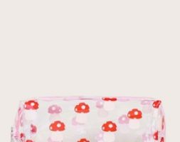 Mushroom Pattern Clear Square Makeup Bag