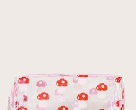 Mushroom Pattern Clear Square Makeup Bag
