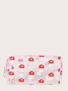 Mushroom Pattern Clear Square Makeup Bag