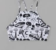 Mushroom Print Tie Back Bikini Top