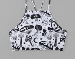 Mushroom Print Tie Back Bikini Top