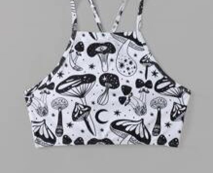 Mushroom Print Tie Back Bikini Top