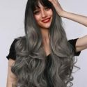 Natural Long Curly Wig With Bangs