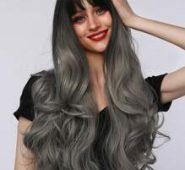 Natural Long Curly Wig With Bangs