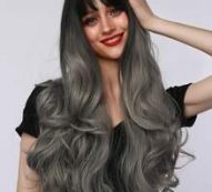 Natural Long Curly Wig With Bangs