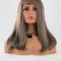 Natural Long Straight Wig With Bangs