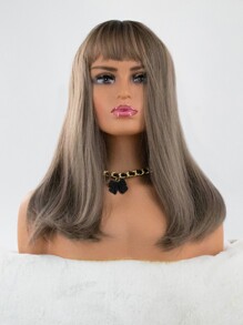 Natural Long Straight Wig With Bangs