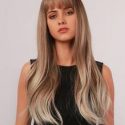 Natural Ombre Long Wig With Bangs