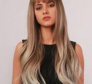 Natural Ombre Long Wig With Bangs