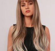 Natural Ombre Long Wig With Bangs