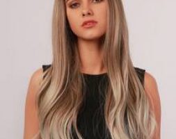 Natural Ombre Long Wig With Bangs