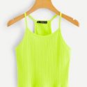 Neon Lime Rib-knit Crop Cami Top