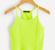 Neon Lime Rib-knit Crop Cami Top