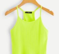 Neon Lime Rib-knit Crop Cami Top