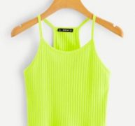 Neon Lime Rib-knit Crop Cami Top