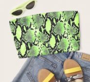 Neon Lime Snakeskin Print Tube Crop Top